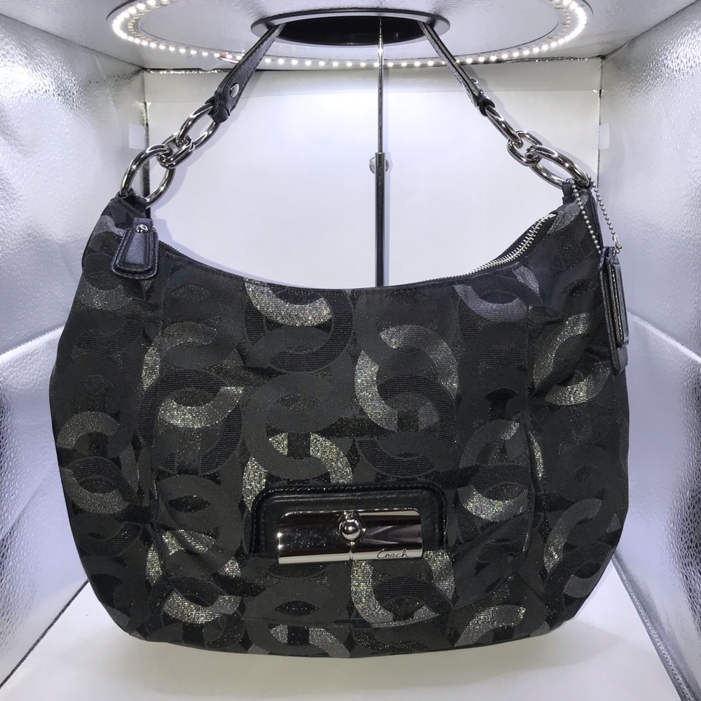 COACH Kristin Black and silver shoulder bag